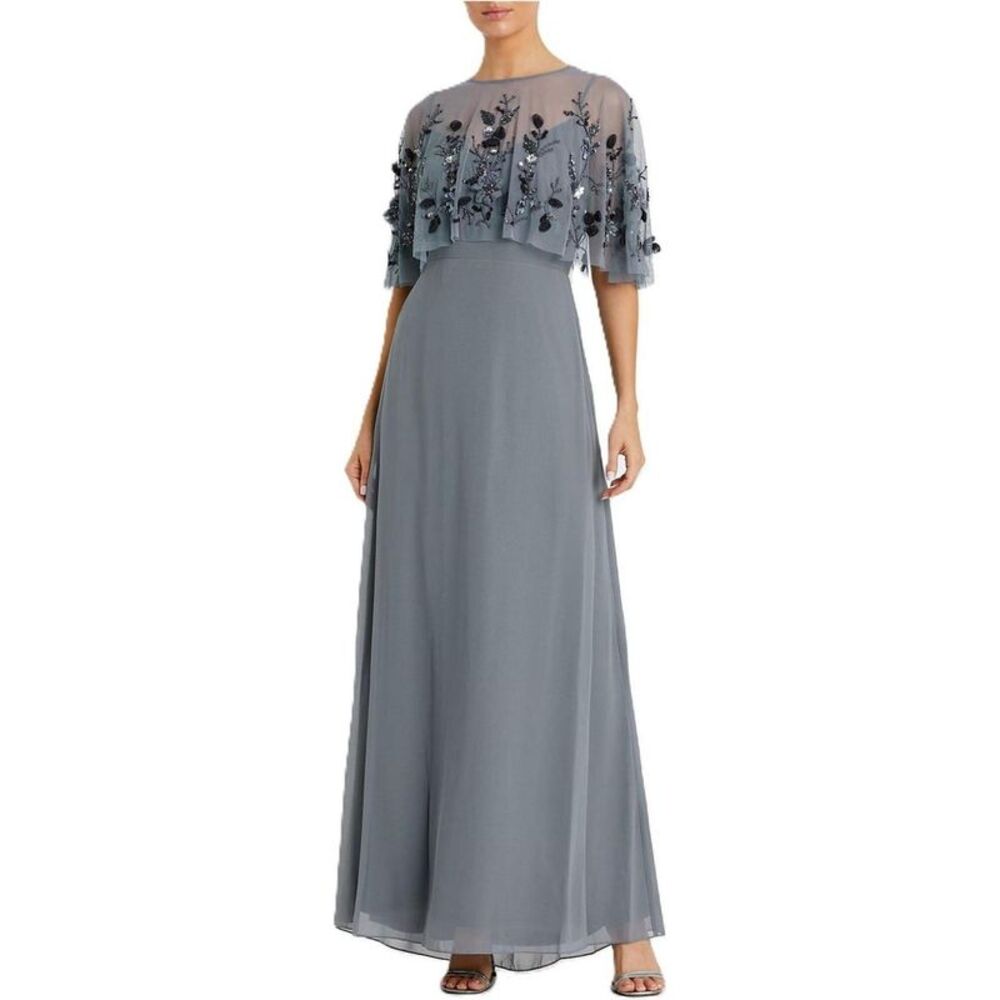 Mac Duggal Womens 2 Piece Sleeveless Embellished Cape Gown Cocktail Dress, , ...
